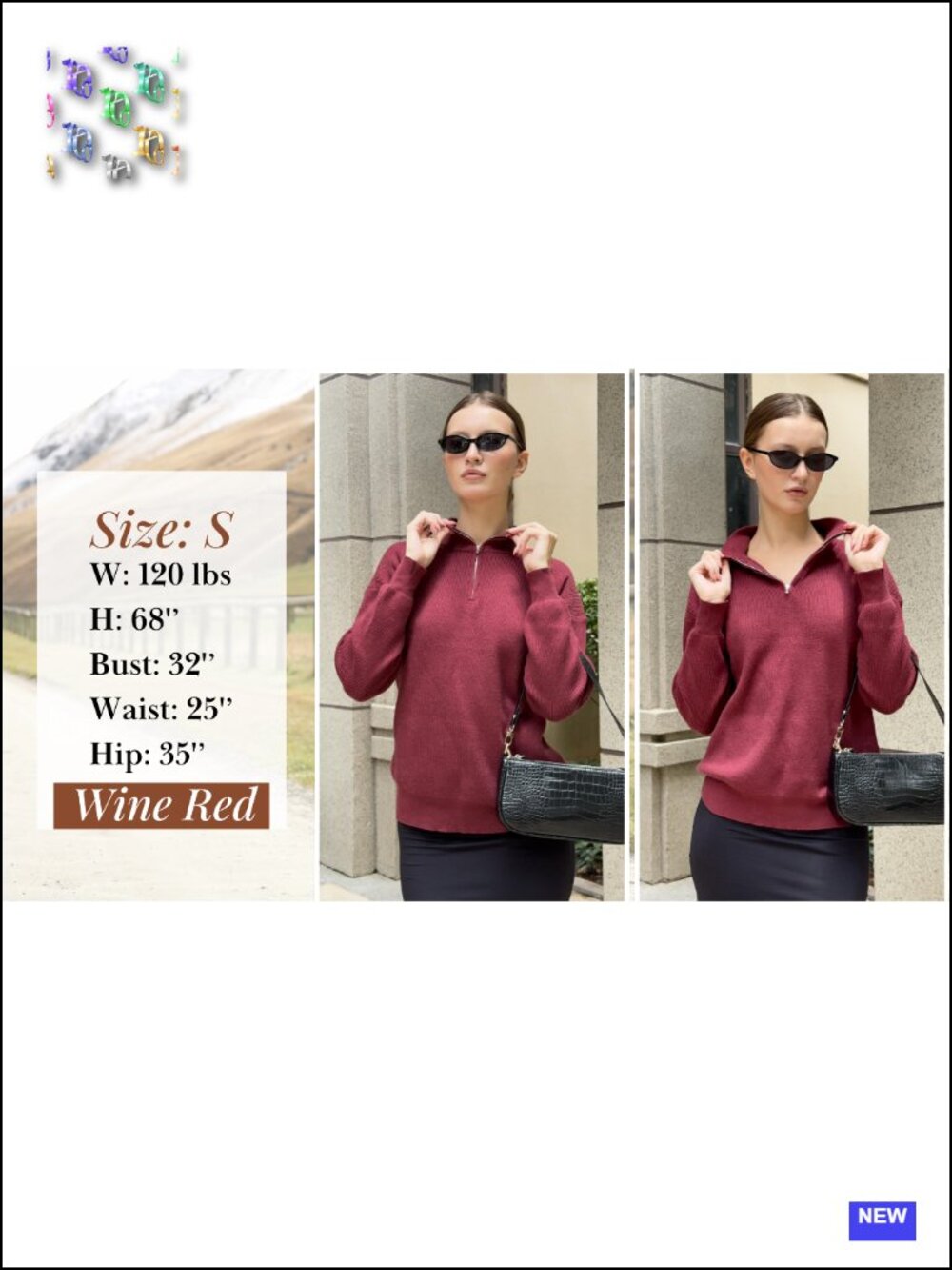 Women's Quarter Zip Knit Pullover Sweater V-Neck Long Sleeve Business Casual - Picture 4 of 6